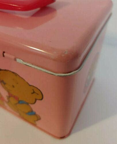 robearta and robear cartoon metal lunch box|Robear and Robearta Vintage 1985 Sanrio Lunchbox Set .